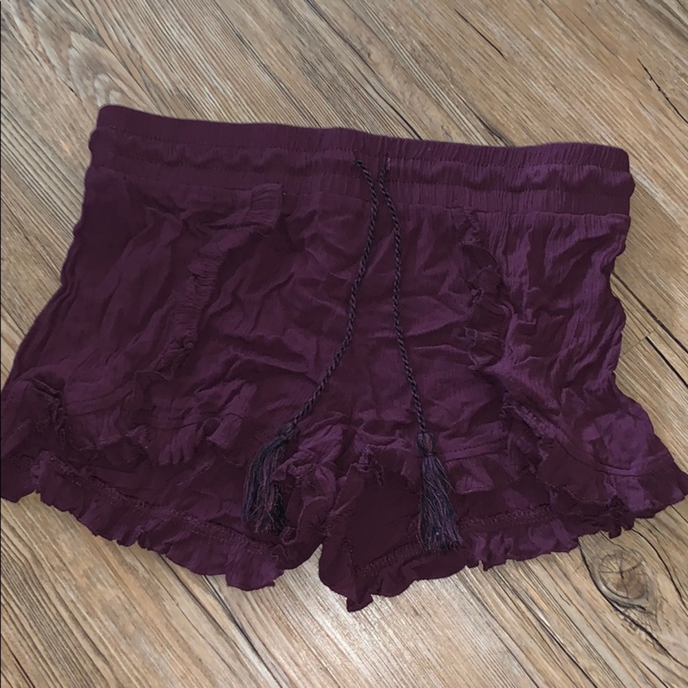 Wine colored loose fitting shorts